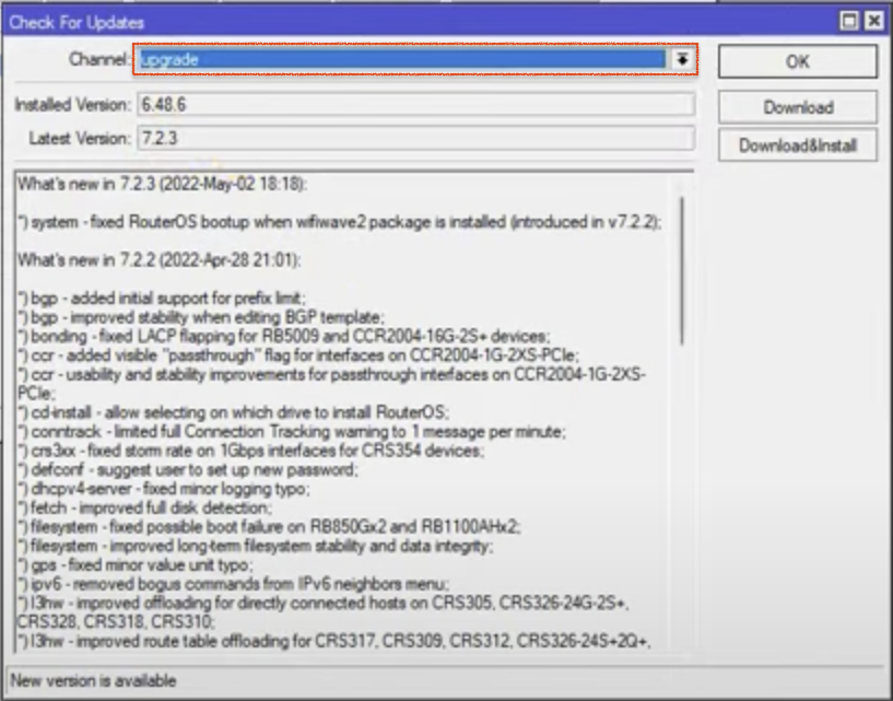 Mikrotik v7 Upgrade